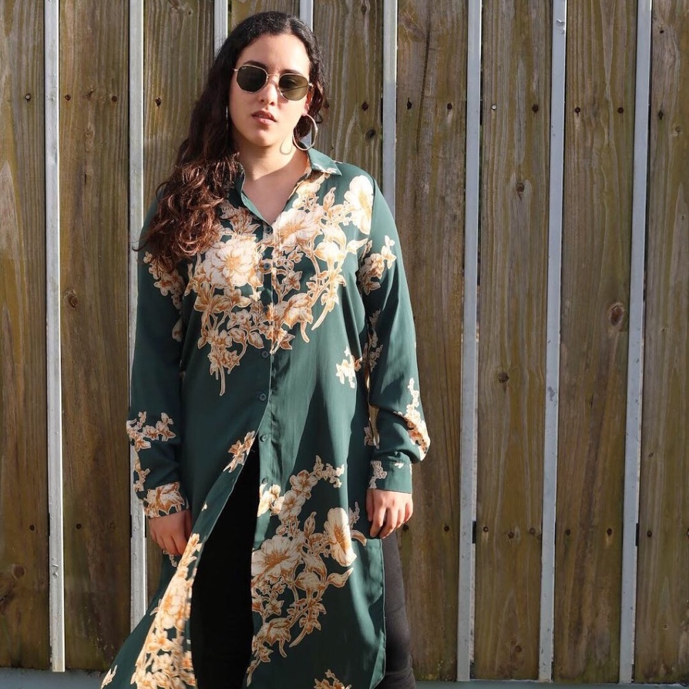 Floral Green Long Blouse